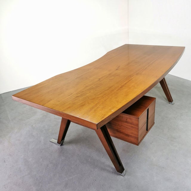 Brown Vintage Teak Executive Desk from Mim Roma, 1960s For Sale - Image 8 of 18