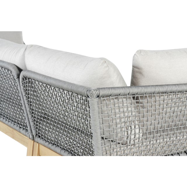 Cypress Teak Wood 2-Piece Left Arm Chaise Outdoor Sectional - Gray For Sale - Image 10 of 13