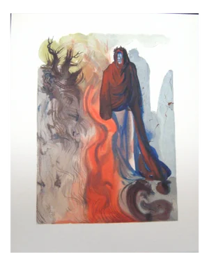 "Inferno #34" Salvador Dali The Divine Comedy Unsigned Woodblock Print from the French Edition