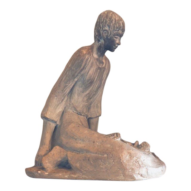 1979 David Fisher for Austin Productions ” Pensive Girl” Large Durastone Sculpture For Sale