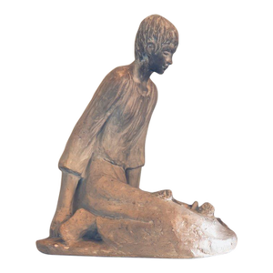 1979 David Fisher for Austin Productions ” Pensive Girl” Large Durastone Sculpture