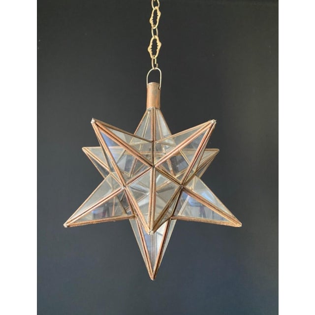 Antique Brass and Glass Star Light, 1970s For Sale - Image 3 of 9
