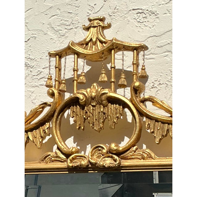 Late 20th Century Vintage Gilt Tipped Pagoda Mirrors - A Pair For Sale - Image 5 of 12