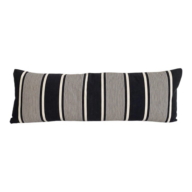 French Ticking and Linen Body Pillow For Sale