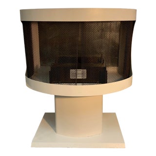 1960s Vintage White Metal Free Standing Fireplace For Sale