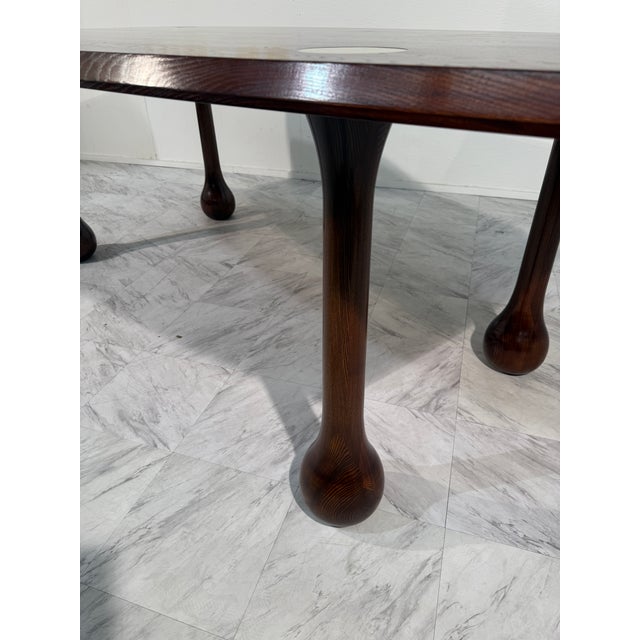 Mid-Century Modern 1970s Italian Mid-Century Modern Dining Table in Stained Ash With Brass Inlays For Sale - Image 3 of 9