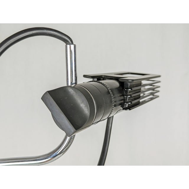 Black Alogena Adjustable Table Lamp in Black Plastic and Chrome Plated Metal by B. Gecchelin for Oluce, 1970s For Sale - Image 8 of 12