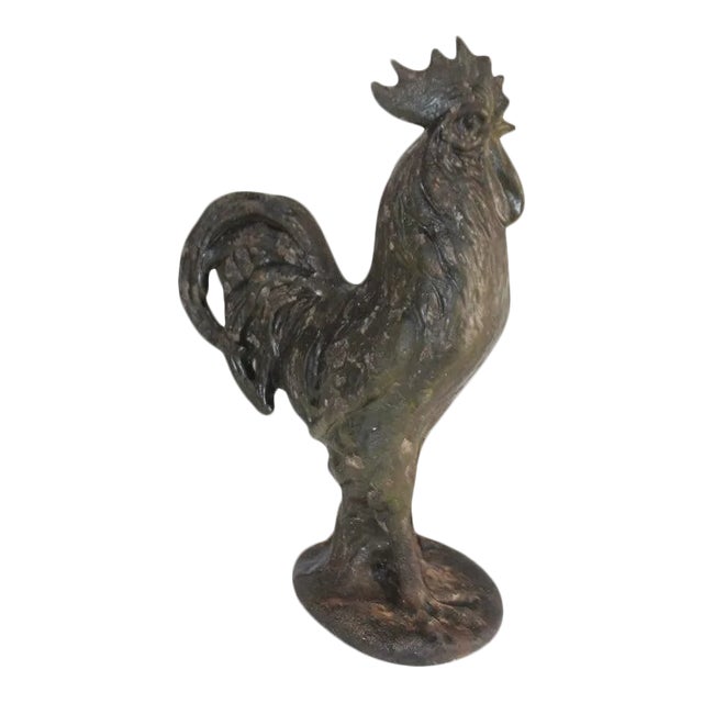 20th Century Painted Rooster Garden Ornament For Sale
