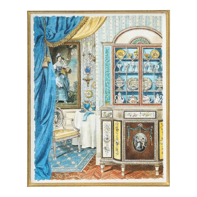 Small Watercolor of “Lady’s Parlor” by David Connell For Sale