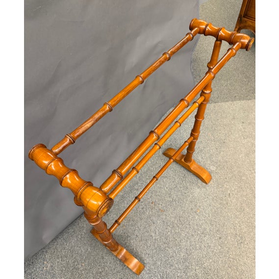 English Late 19th Century English Faux Bamboo Cherry Quilt Rack + Blanket Rack, Circa 1890 For Sale - Image 3 of 6