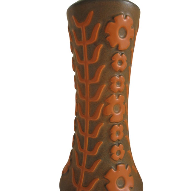 Vintage 60s Hylalyn pottery vase designed with a Scandinavian influence. Tall vase features a blossom and branch motif in...