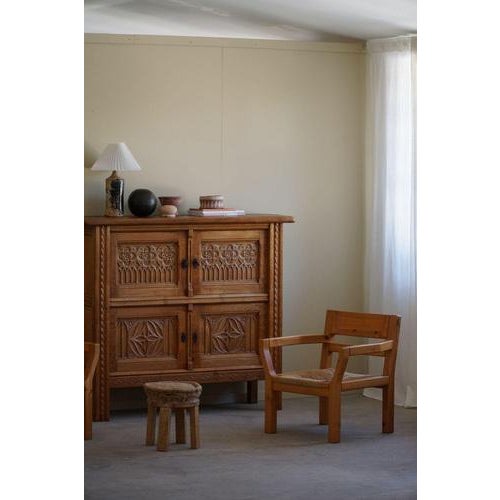 Set of Brutalist Modern Danish Chairs in Pine & Cord from Tage Poulsen, 1972 For Sale - Image 10 of 18