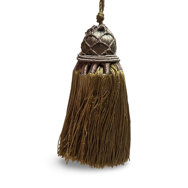 Set of 4 Versailles Style Elegant Hand-Crafted Tassels Accented with Metal Thread Zardozi Embroidered Crown. Note: As...