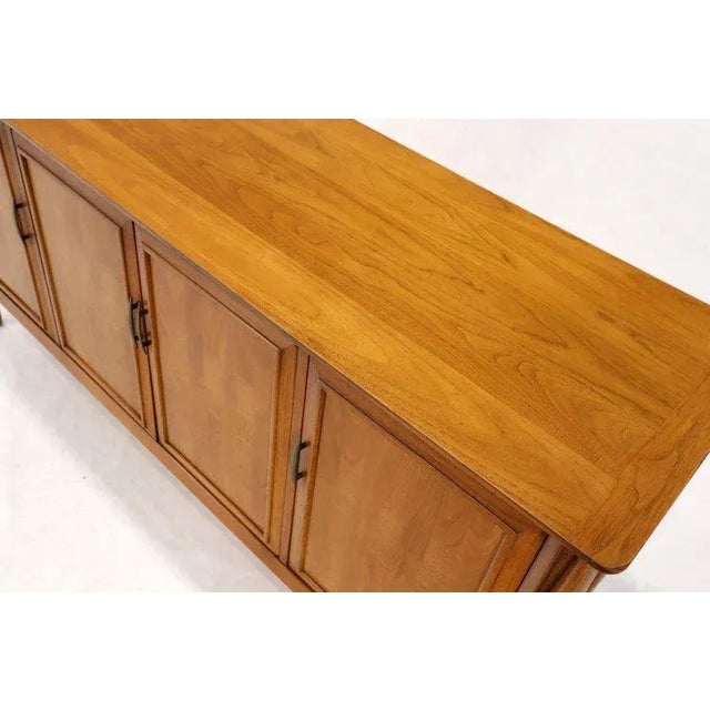 Wood Mid-Century Modern Light American Walnut 4 Doors Credenza Dresser Cabinet For Sale - Image 7 of 11