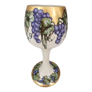 Stunning Antique Belleek Willets Gilded Hand Painted Chalice For Sale