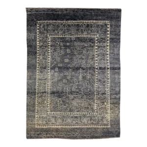 Modern Transitional Handmade Gray Designed Wool Rug