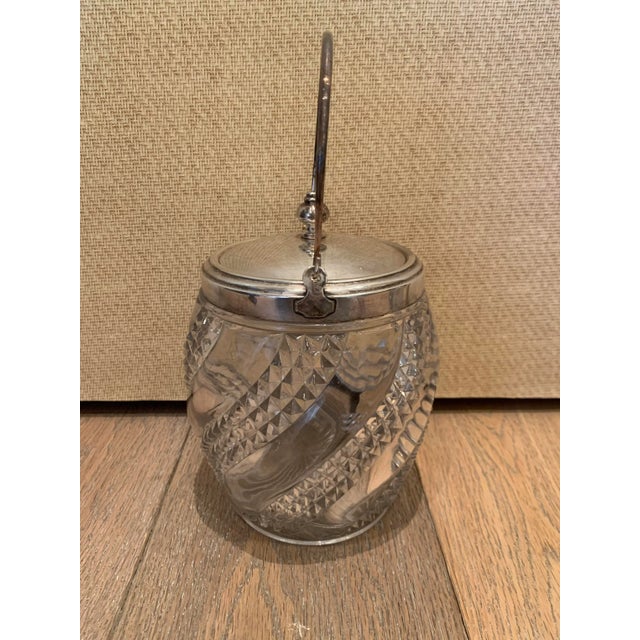 Mid 20th Century Silver and Crystal Biscuit Jar For Sale - Image 4 of 9