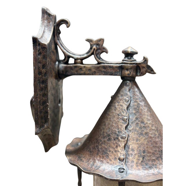 1930s One of 3 Storybook Outdoor Lanterns With Silver Mica Shade For Sale In Los Angeles - Image 6 of 7