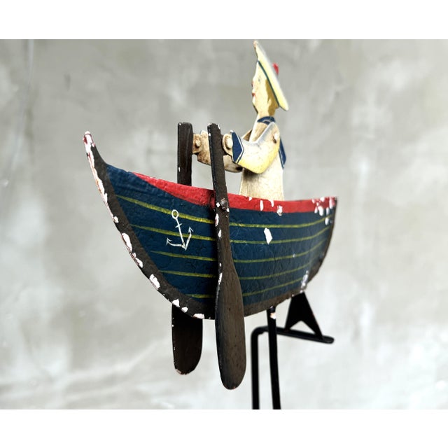 Large Vintage Kinetic Boat Nautical Balancing Sculpture in Metal, 1950s For Sale - Image 9 of 15