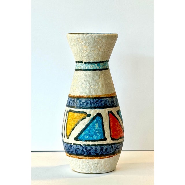 Mid-Century Modern Signed U Keramic Especially Cool Mid 20th Century Modern Hand Painted West German Art Pottery Vase. For Sale - Image 3 of 5