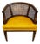 Vintage Cane-Back Barrel Chair With Yellow Upholstered Seat For Sale