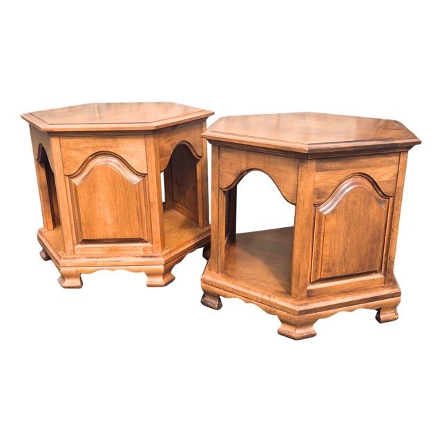 Boho Solid Rock Maple Nightstands- A Pair For Sale