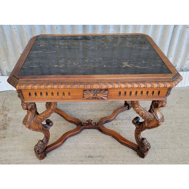 Antique Figural Carved Marble Top Side Table C. 1930's For Sale - Image 9 of 9