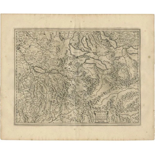 Antique Map of the Region of Aargau by Janssonius, 1657 For Sale - Image 8 of 8