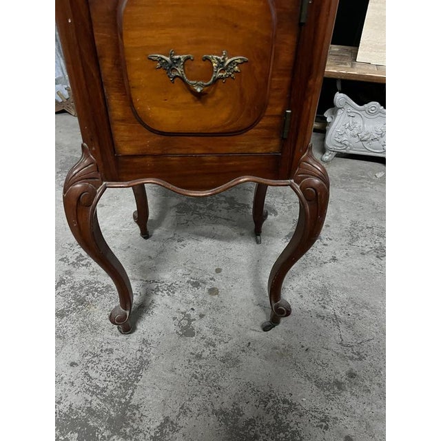 French Louis XV Style Nightstand with Marble Top For Sale - Image 5 of 8