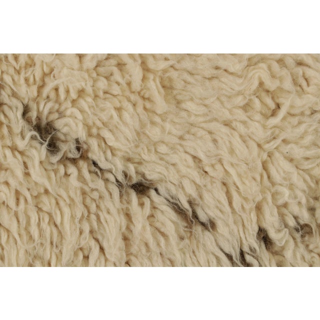 Beige Vintage Moroccan Style Rug in White With Brown Geometric Patterns, From Rug & Kilim For Sale - Image 8 of 9
