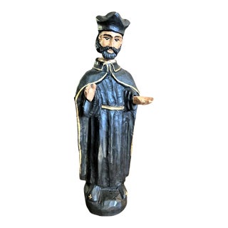 Early 21st Century Large Santo of Saint Ignatius of Loyola Carved by Jorge Morales of Mexico For Sale