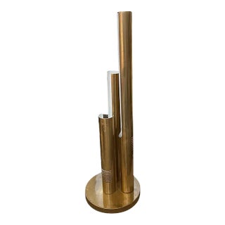 1970s Gio Ponti Style Mid-Century Modern Gilded Metal Italian Table Lamp For Sale