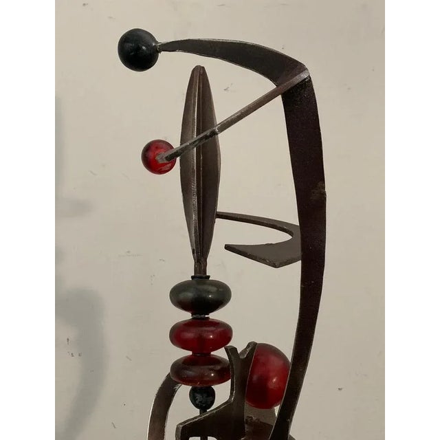 Plastic Unknown Artist, Futuristic Juggler Sculpture, Wrought Iron and Colored Resin For Sale - Image 7 of 12