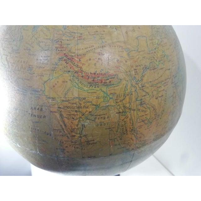Mid-Century Modern Vintage Globe with Wooden Base from Domborzati, Hungary, 1950s For Sale - Image 3 of 8