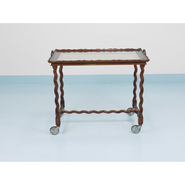 Vintage Italian Barley Twist Bar Cart Serving Trolley, Italy, 1920s For Sale - Image 4 of 18