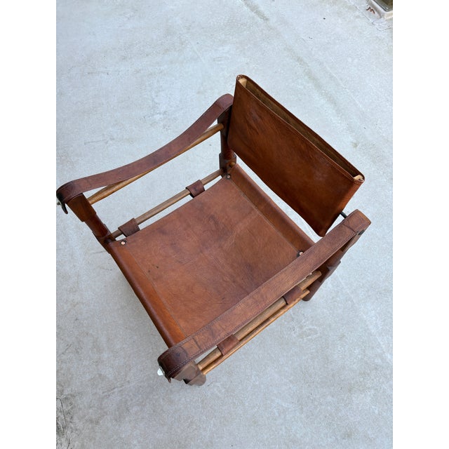 Wood Vintage 1920s Roorkee Safari Chairs Set of 4 Brown Leather & Wood, Handmade For Sale - Image 7 of 12