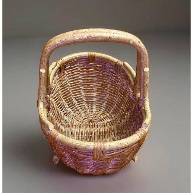 Farmhouse Hand‑Woven Rattan Double‑Handle Basket With White‑Wash Patina For Sale - Image 3 of 6