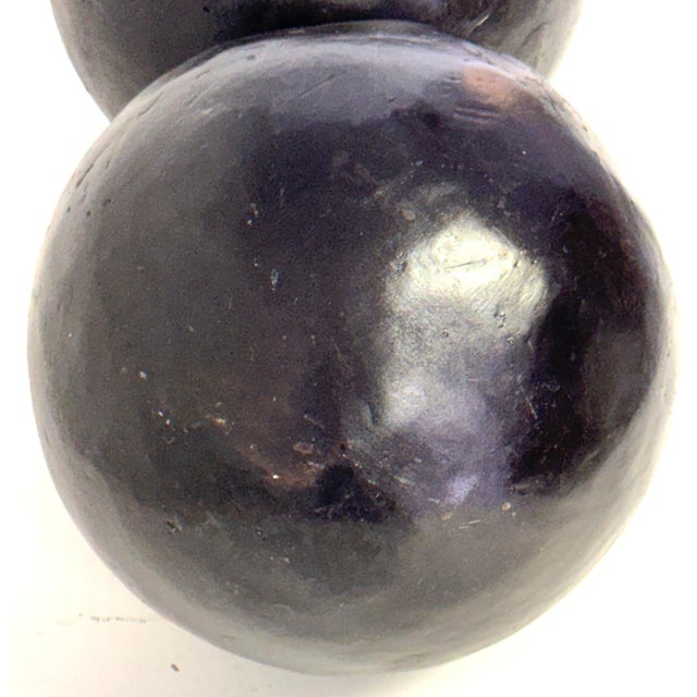 Modern Graduated (9" & 7") Pair of Artisan Bronze Garden Balls / Sculptural Spheres For Sale - Image 3 of 18