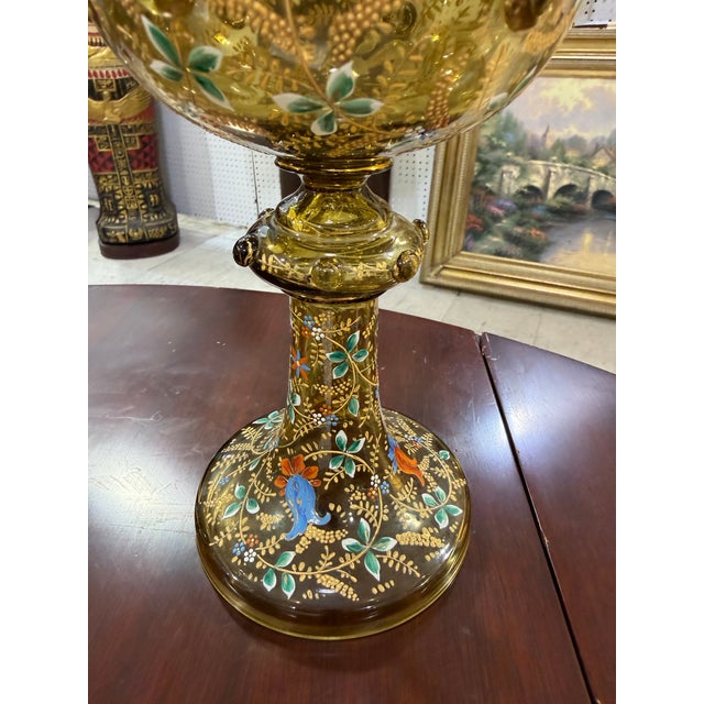 Early 20th Century Antique Moser Enamel and Gilt Glass Goblet, Bohemian Art Glass Chalice, 11.75 For Sale - Image 5 of 6