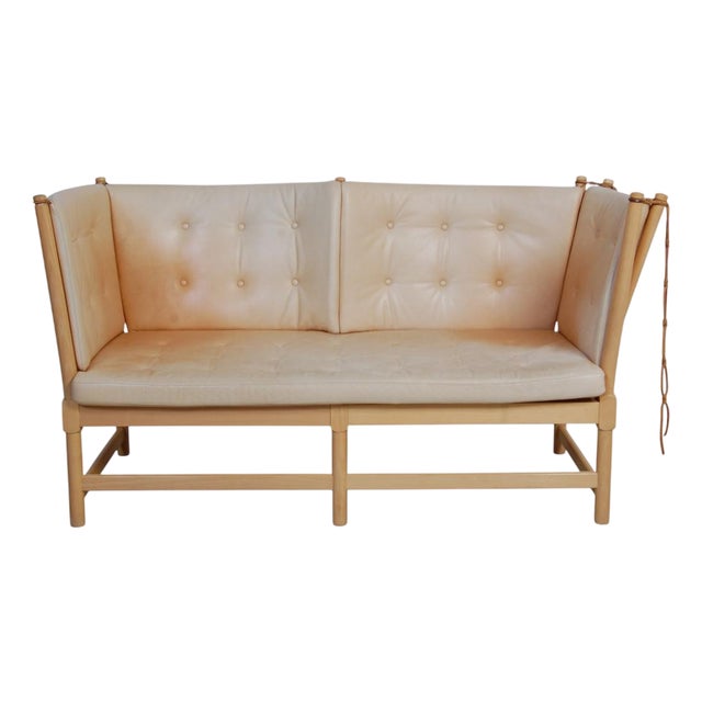 Spoke-Back Sofa in Leather by Børge Mogensen, 1987 For Sale