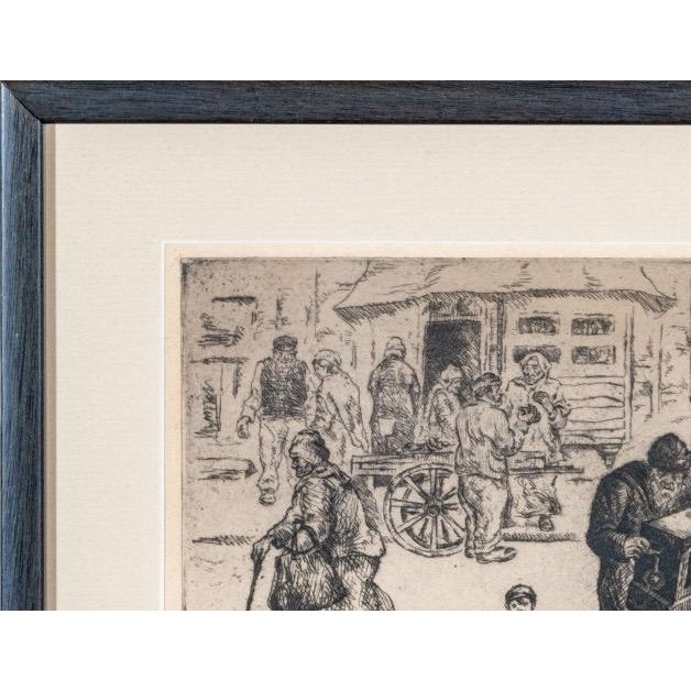 Abraham Phillips Signed Etching Organ Grinder Street Scene 1925 For Sale In Portland, ME - Image 6 of 14