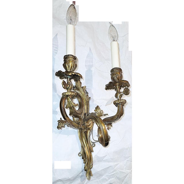 Rococo Mid 19th Century French Gilt Bronze Rococo Gas Light Sconce For Sale - Image 3 of 13