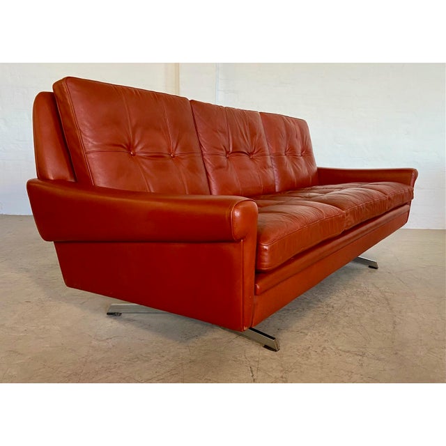 Danish 3-Seater Sofa in Cognac Leather and Chrome by Svend Skipper, 1960s For Sale - Image 8 of 18