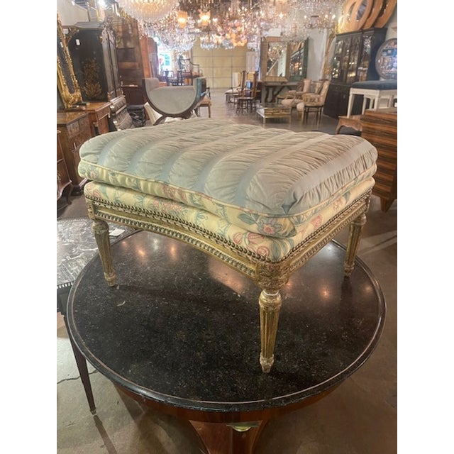Wood 19th C. French Louis XVI Giltwood Ottoman For Sale - Image 7 of 10
