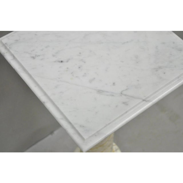 Vintage Italian Classical Carved Marble Column Form Square Top Pedestal Stand For Sale - Image 10 of 13