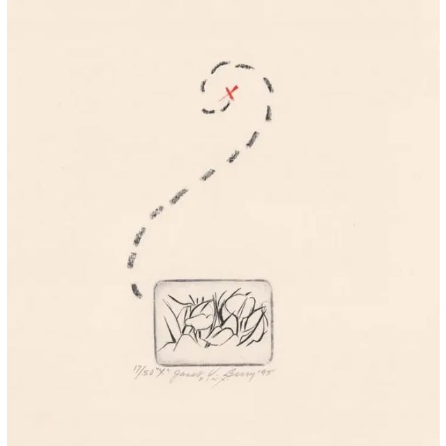 Contemporary 1995 Janet Varga Berry Minimalist Etching and Drawing For Sale - Image 3 of 3
