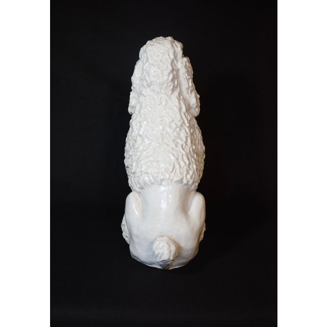 White Vintage Regency White Glazed Ceramic Sitting Poodle, Italy 1960's For Sale - Image 8 of 17