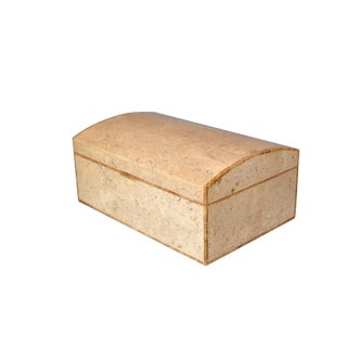 Maitland Smith Vintage Beige Tessellated Stone and Onyx Decorative Jewelry Box For Sale