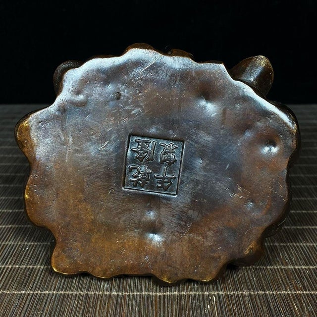 Vintage Chinese Gilt Bronze Bamboo Shoot & Coin Sculpture - "Rising Fortune" Motif For Sale - Image 9 of 9