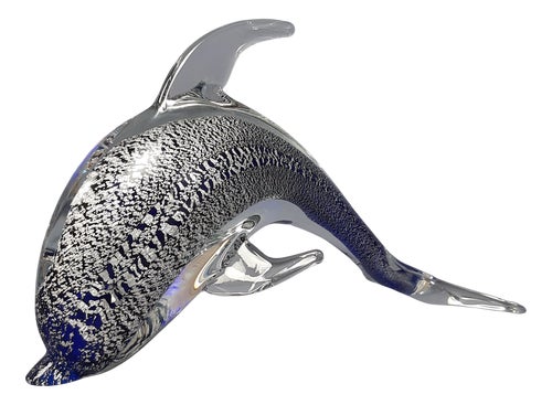 Sommerso Silver & Murano Glass Dolphin Sculpture by Fabio Tosi, 1970s Models & Figurines